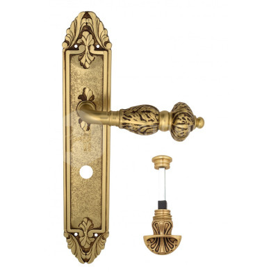Дверная ручка на планке Venezia Lucrecia VNZ2501 PL90 французское золото + коричневый