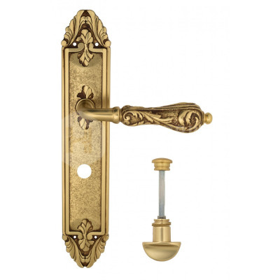 Дверная ручка на планке Venezia Monte Cristo VNZ2528 PL90 французское золото + коричневый