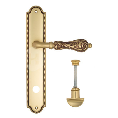 Дверная ручка на планке Venezia Monte Cristo VNZ1584 PL98 французское золото + коричневый