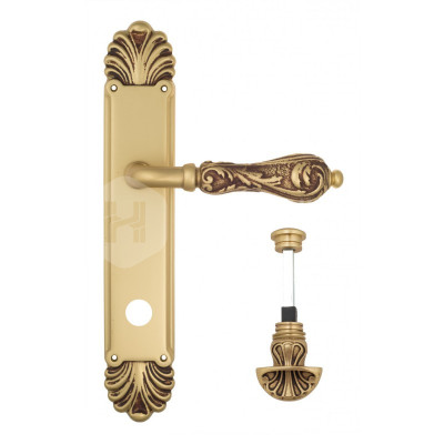 Дверная ручка на планке Venezia Monte Cristo VNZ3454 PL87 французское золото + коричневый