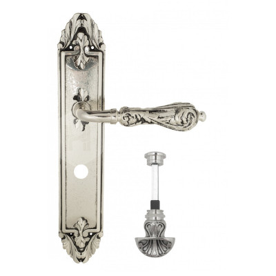 Дверная ручка на планке Venezia Monte Cristo VNZ2530 PL90 натуральное серебро + черный