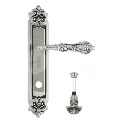 Дверная ручка на планке Venezia Monte Cristo VNZ2698 PL96 натуральное серебро + черный