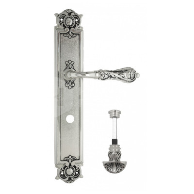 Дверная ручка на планке Venezia Monte Cristo VNZ2694 PL97 натуральное серебро + черный