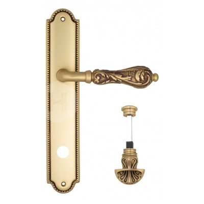 Дверная ручка на планке Venezia Monte Cristo VNZ1585 PL98 французское золото + коричневый
