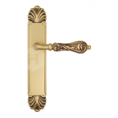Дверная ручка на планке Venezia Monte Cristo VNZ3455 PL87 французское золото + коричневый
