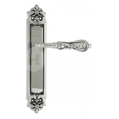 Дверная ручка на планке Venezia Monte Cristo VNZ1420 PL96 натуральное серебро + черный