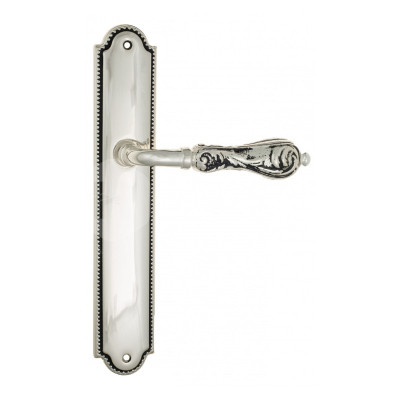 Дверная ручка на планке Venezia Monte Cristo VNZ1587 PL98 натуральное серебро + черный