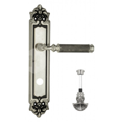 Дверная ручка на планке Venezia Mosca VNZ3093 PL96 натуральное серебро + черный