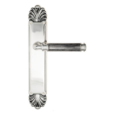 Дверная ручка на планке Venezia Mosca VNZ3367 PL87 натуральное серебро + черный