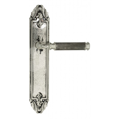 Дверная ручка на планке Venezia Mosca VNZ3056 PL90 натуральное серебро + черный