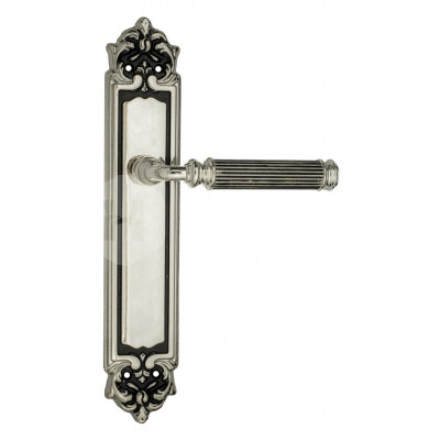 Дверная ручка на планке Venezia Mosca VNZ3074 PL96 натуральное серебро + черный
