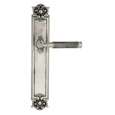 Дверная ручка на планке Venezia Mosca VNZ3099 PL97 натуральное серебро + черный