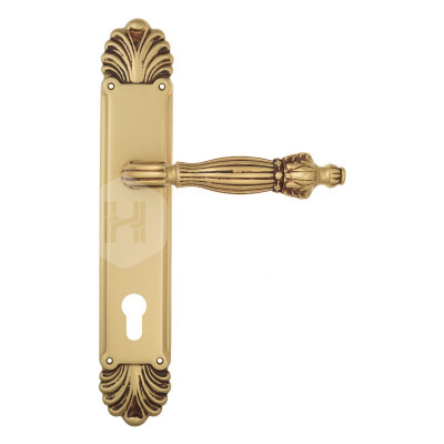 Дверная ручка на планке Venezia Olimpo VNZ3376 PL87 французское золото + коричневый