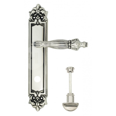 Дверная ручка на планке Venezia Olimpo VNZ1102 PL96 натуральное серебро + черный