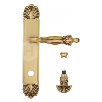Дверная ручка на планке Venezia Olimpo VNZ3378 PL87 французское золото + коричневый