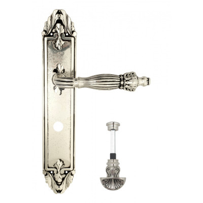 Дверная ручка на планке Venezia Olimpo VNZ2548 PL90 натуральное серебро + черный