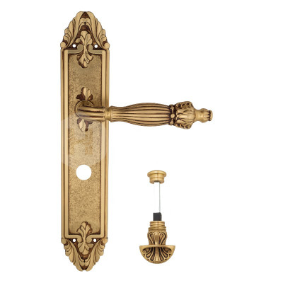 Дверная ручка на планке Venezia Olimpo VNZ2550 PL90 французское золото + коричневый