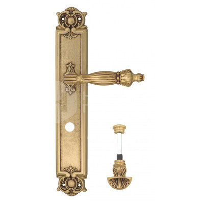 Дверная ручка на планке Venezia Olimpo VNZ1097 PL97 французское золото + коричневый