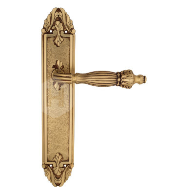 Дверная ручка на планке Venezia Olimpo VNZ2554 PL90 французское золото + коричневый