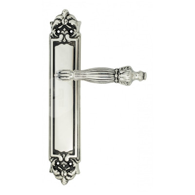 Дверная ручка на планке Venezia Olimpo VNZ1098 PL96 натуральное серебро + черный