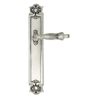 Дверная ручка на планке Venezia Olimpo VNZ1099 PL97 натуральное серебро + черный