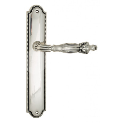 Дверная ручка на планке Venezia Olimpo VNZ1602 PL98 натуральное серебро + черный