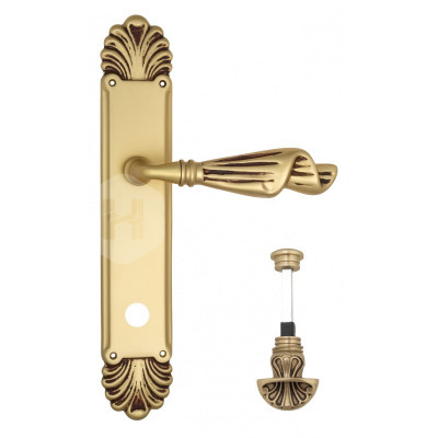 Дверная ручка на планке Venezia Opera VNZ1772 PL87 французское золото + коричневый
