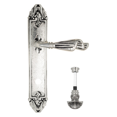 Дверная ручка на планке Venezia Opera VNZ3841 PL90 натуральное серебро + черный