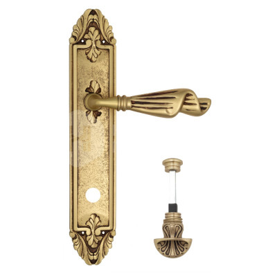 Дверная ручка на планке Venezia Opera VNZ3812 PL90 французское золото + коричневый