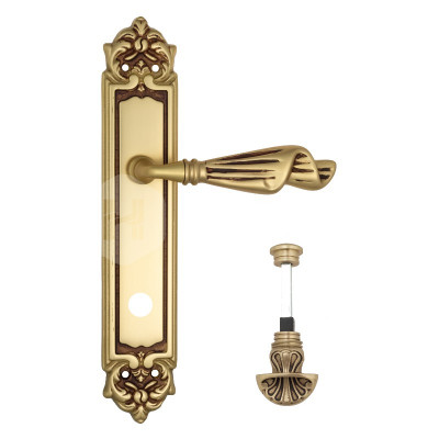 Дверная ручка на планке Venezia Opera VNZ3806 PL96 французское золото + коричневый