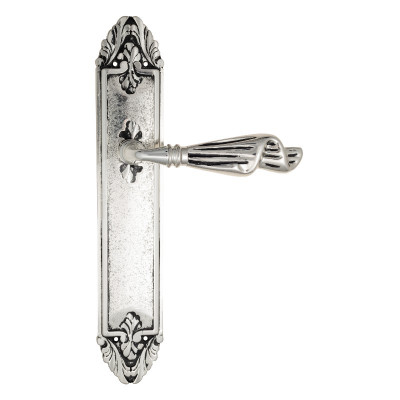 Дверная ручка на планке Venezia Opera VNZ3685 PL90 натуральное серебро + черный