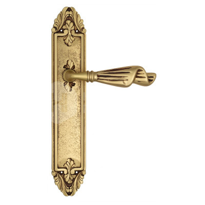 Дверная ручка на планке Venezia Opera VNZ3675 PL90 французское золото + коричневый