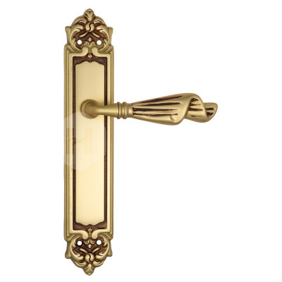 Дверная ручка на планке Venezia Opera VNZ3673 PL96 французское золото + коричневый