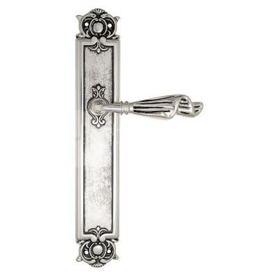 Дверная ручка на планке Venezia Opera VNZ3683 PL97 натуральное серебро + черный