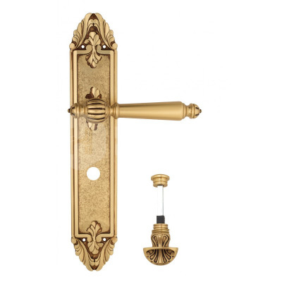 Дверная ручка на планке Venezia Pellestrina VNZ2569 PL90 французское золото + коричневый