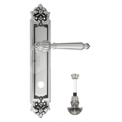 Дверная ручка на планке Venezia Pellestrina VNZ2712 PL96 натуральное серебро + черный