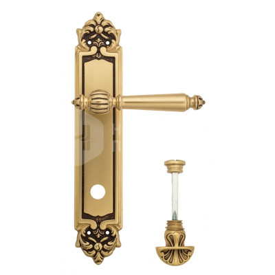 Дверная ручка на планке Venezia Pellestrina VNZ2710 PL96 французское золото + коричневый