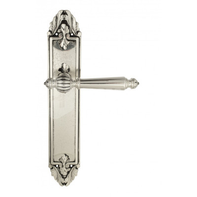 Дверная ручка на планке Venezia Pellestrina VNZ2572 PL90 натуральное серебро + черный
