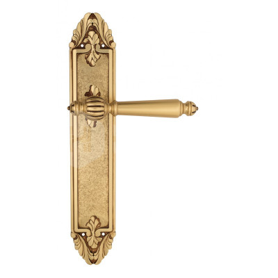 Дверная ручка на планке Venezia Pellestrina VNZ2575 PL90 французское золото + коричневый