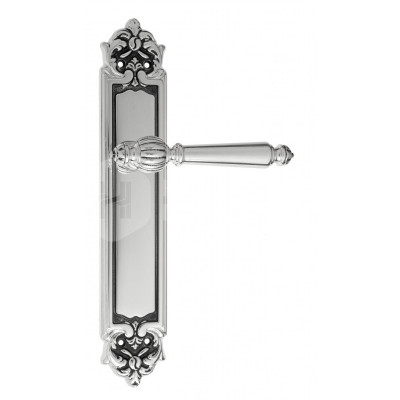 Дверная ручка на планке Venezia Pellestrina VNZ1375 PL96 натуральное серебро + черный