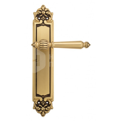 Дверная ручка на планке Venezia Pellestrina VNZ1280 PL96 французское золото + коричневый