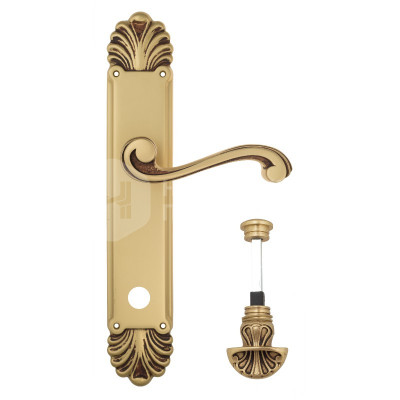 Дверная ручка на планке Venezia Vivaldi VNZ3414 PL87 французское золото + коричневый