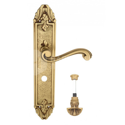 Дверная ручка на планке Venezia Vivaldi VNZ2606 PL90 французское золото + коричневый